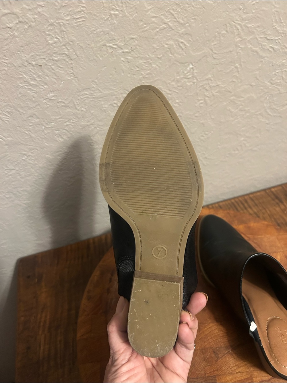 Universal Thread Black Mule Slides with Tan Stacked Heel - Picture 6 of 8